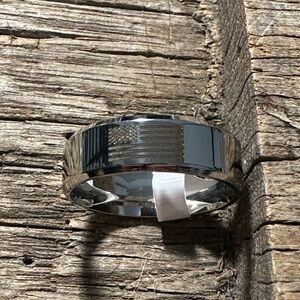 Stainless Steel Ring with Engraved American Flag